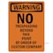 Signmission OSHA Warning Sign, 7" Height, 10" Width, Rigid Plastic, No Trespassing Beyond This Point, Landscape OS-WS-P-710-L-12722 - alternate 1